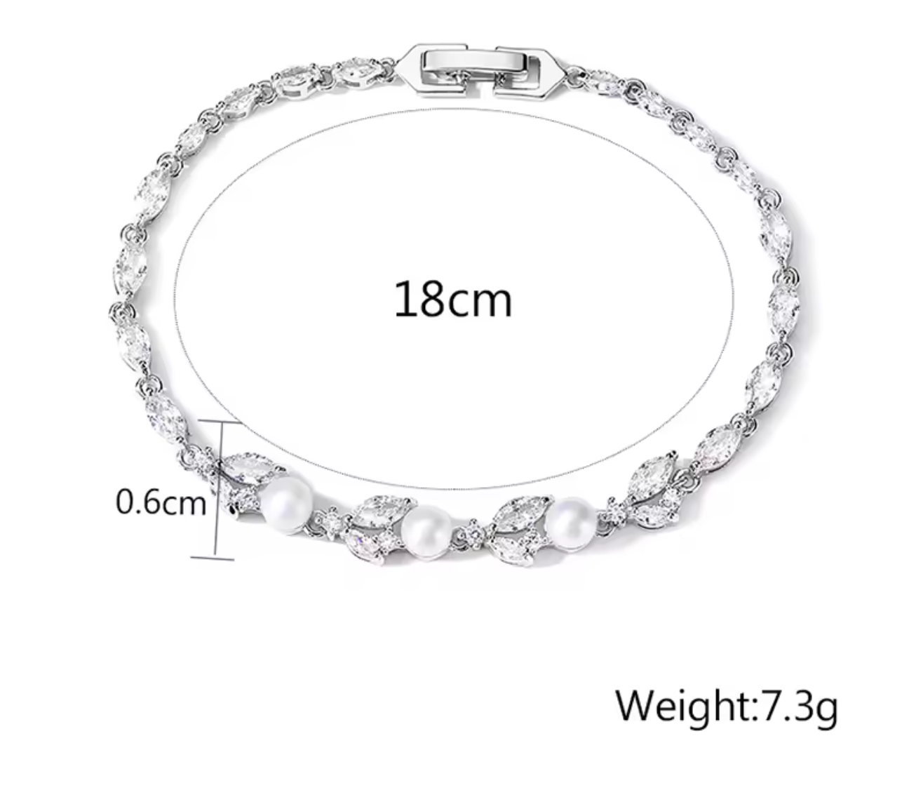 Exquisite Marquise Zircon Leaves Pearl Bracelet for Women