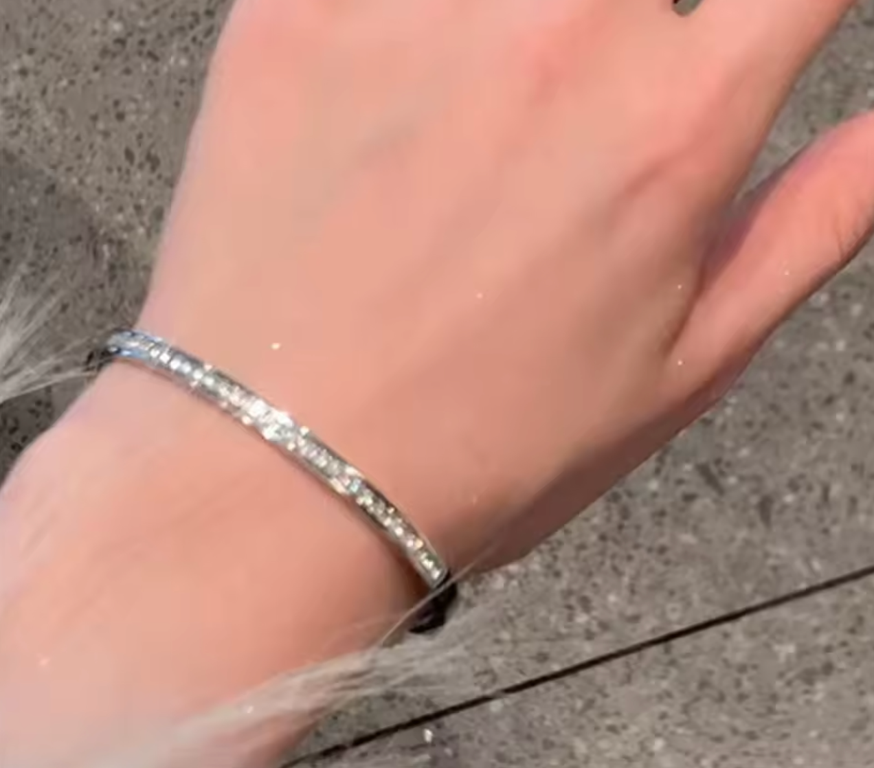 Stainless Steel Cubic Zircon Bracelet Bangle