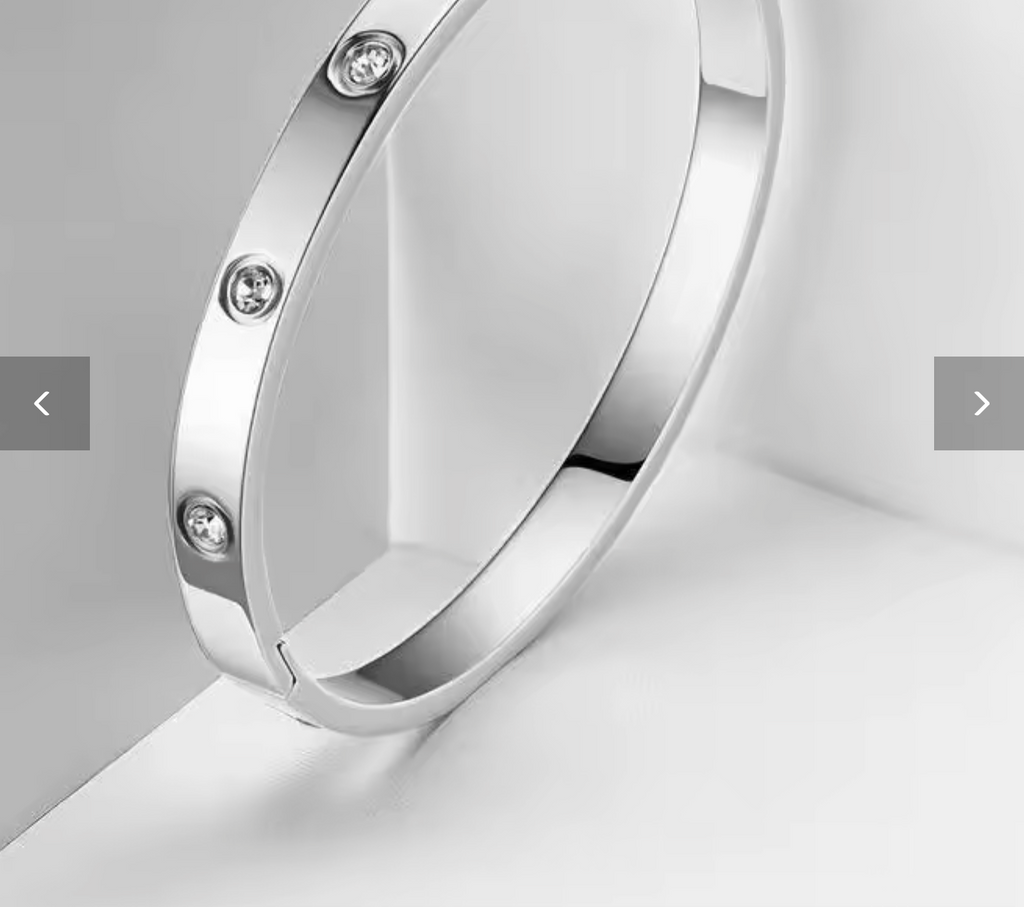 Stainless Steel Golden Love Crystal Bracelet for Women