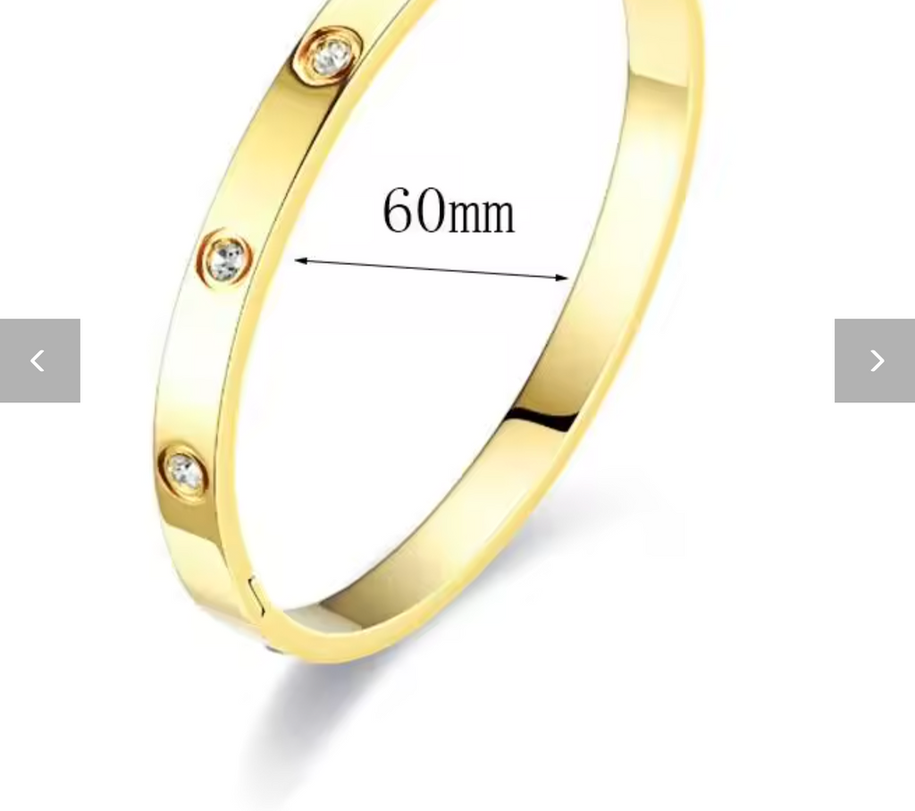 Stainless Steel Golden Love Crystal Bracelet for Women