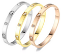 Stainless Steel Golden Love Crystal Bracelet for Women