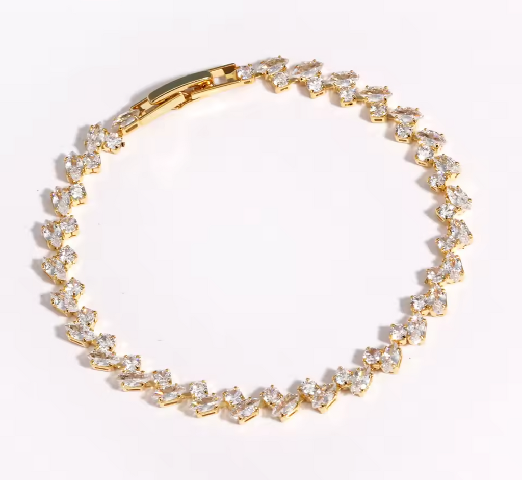Gold Leaf Tennis Bracelet for Women