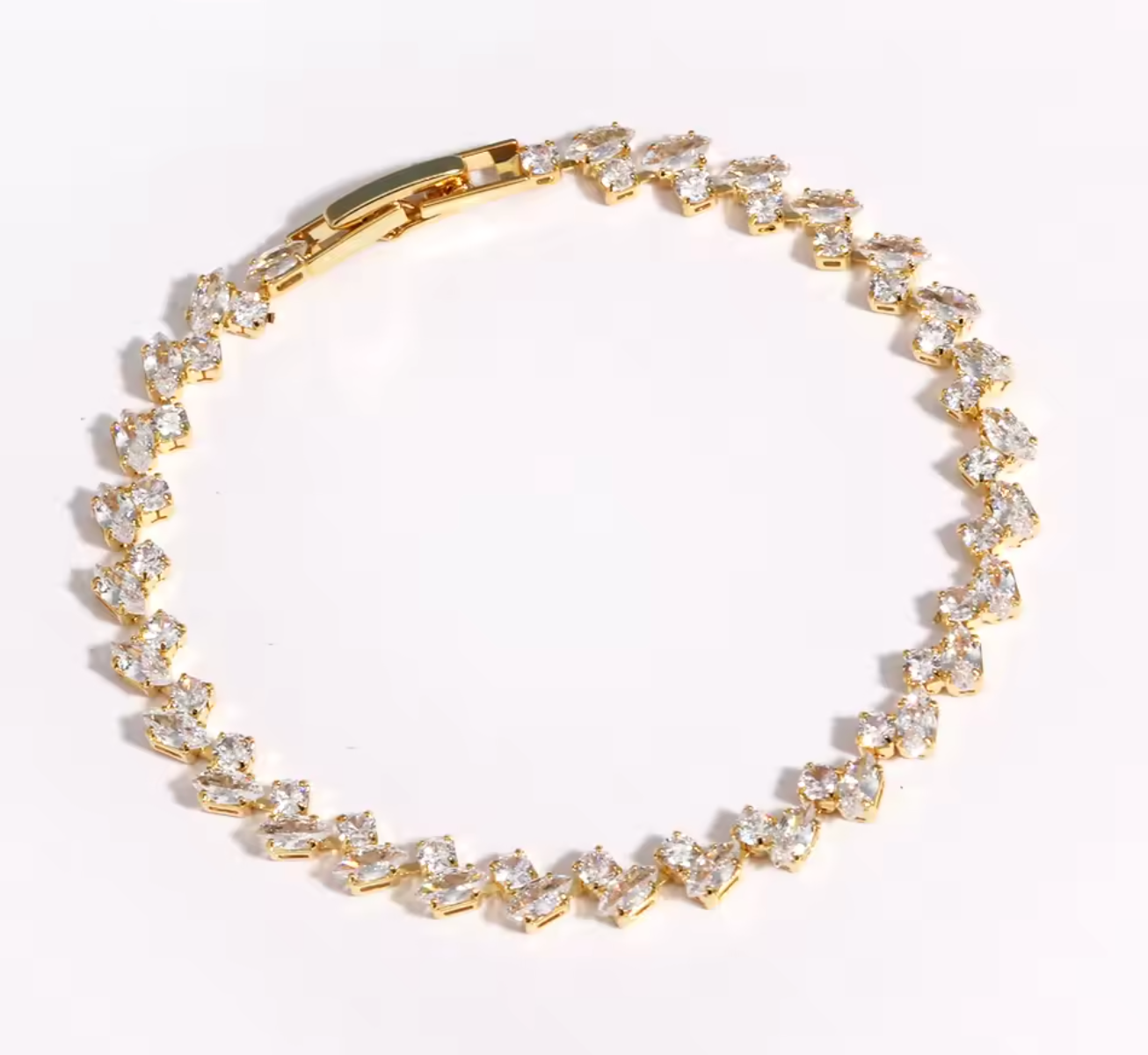 Gold Leaf Tennis Bracelet for Women