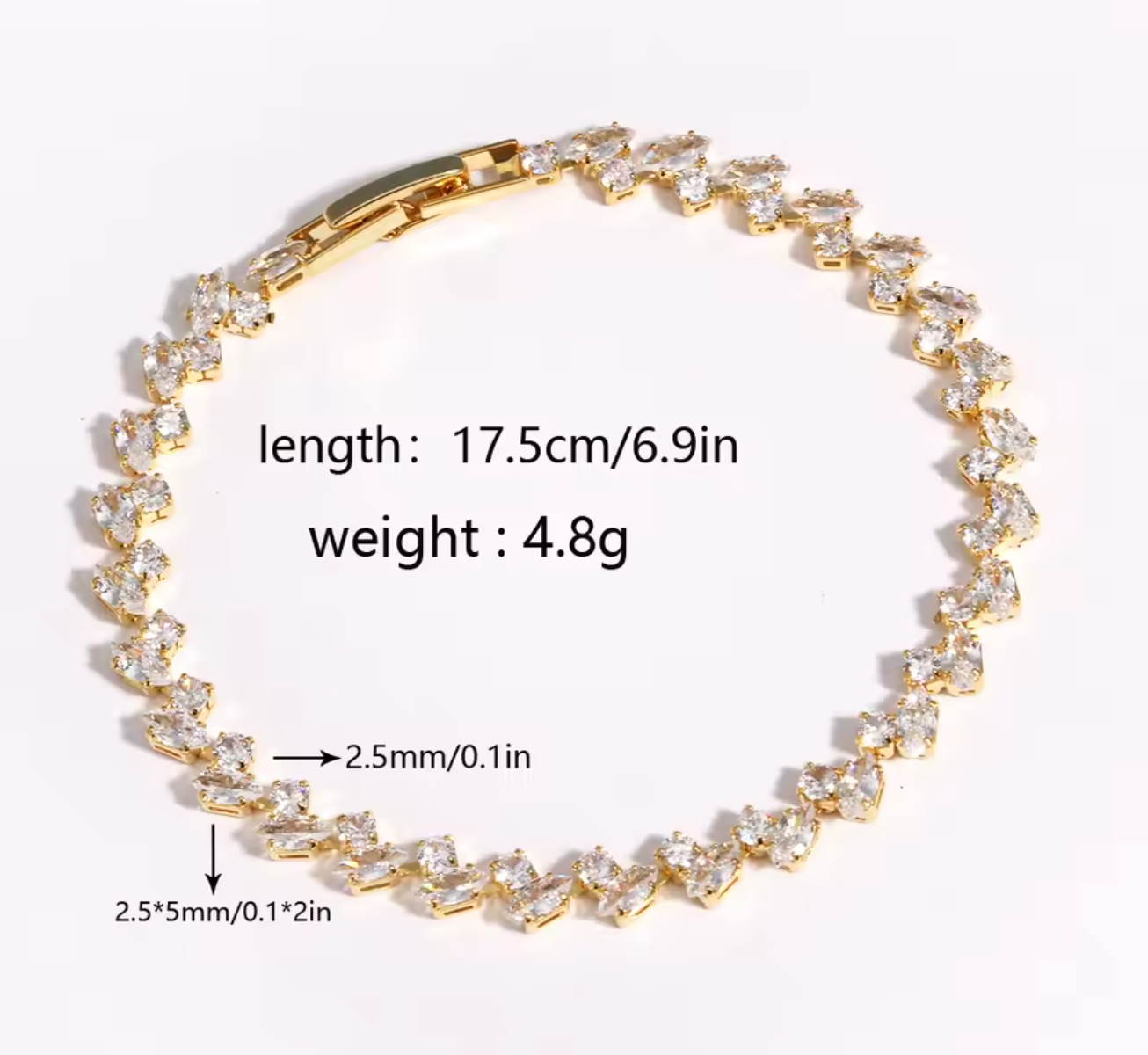 Gold Leaf Tennis Bracelet for Women