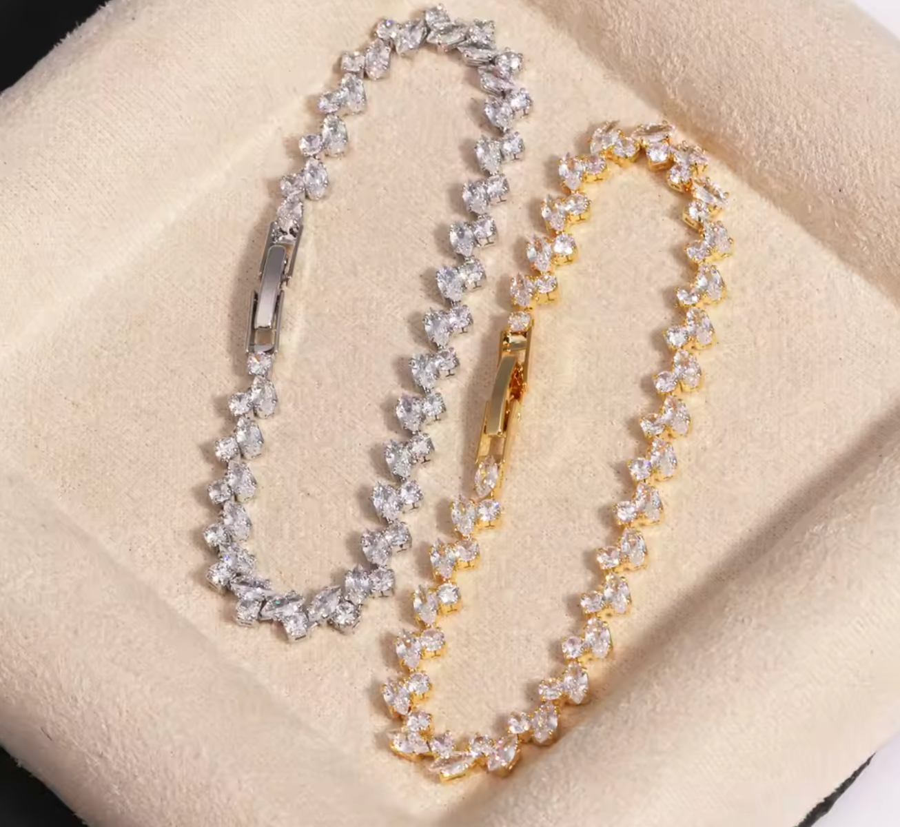 Gold Leaf Tennis Bracelet for Women