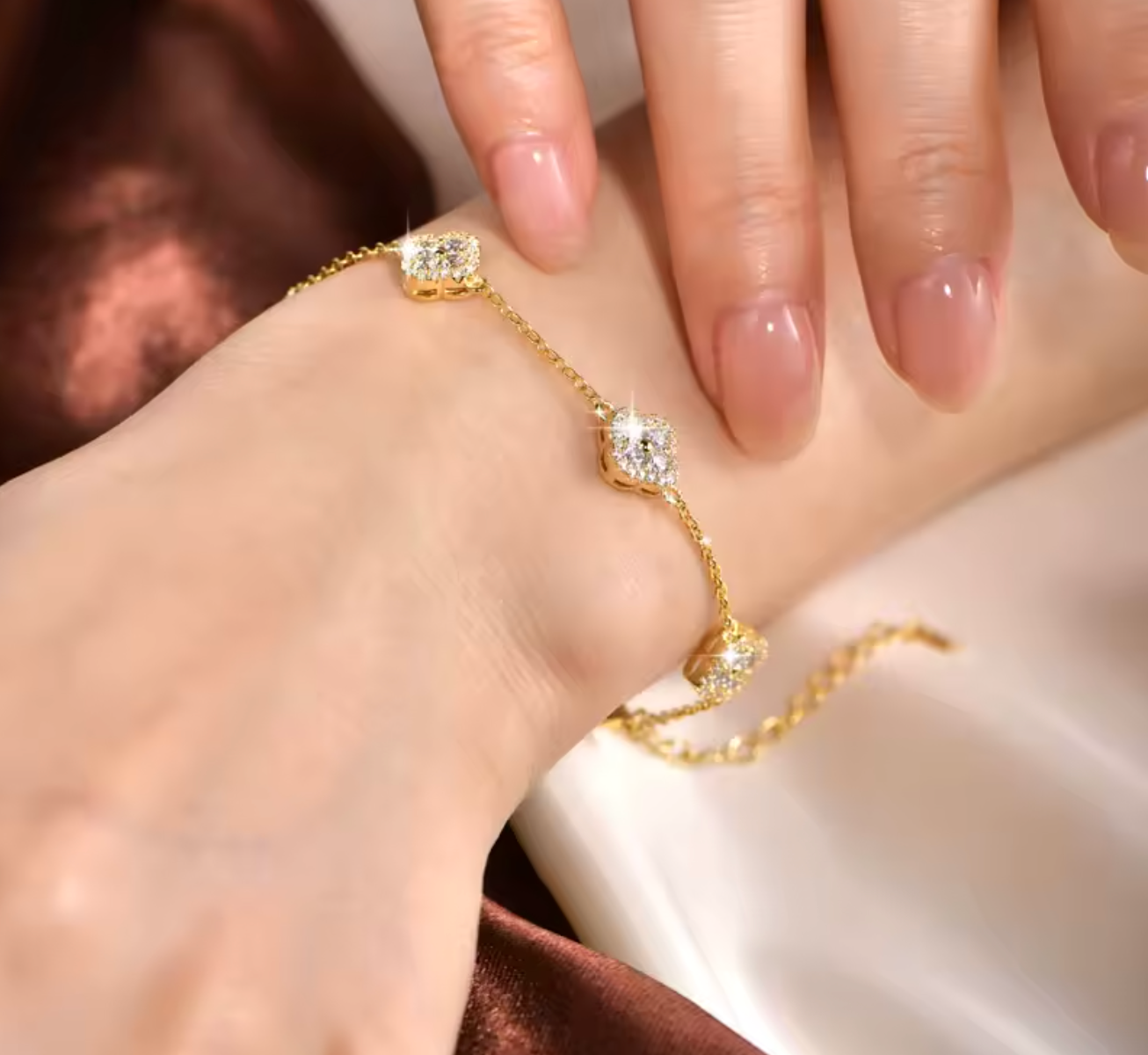 Clover Moissanite Women Bracelet