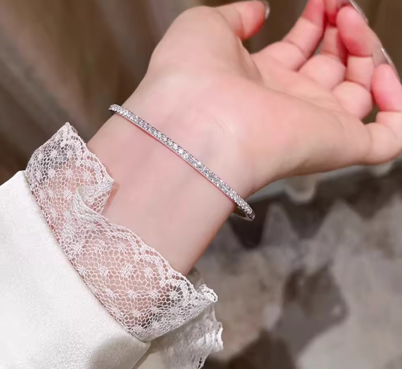 2.5mm All Moissanite Tennis Bangle for Women
