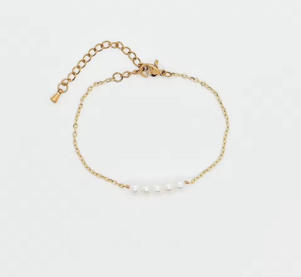 Stainless Steel Chain Bracelet with Natural Pearl for Women
