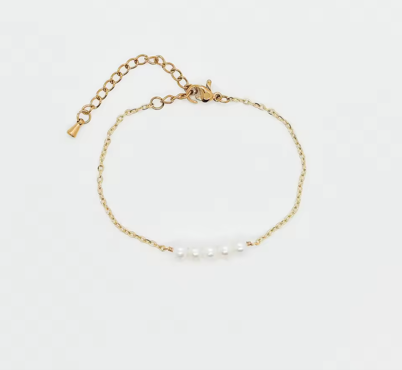 Stainless Steel Chain Bracelet with Natural Pearl for Women