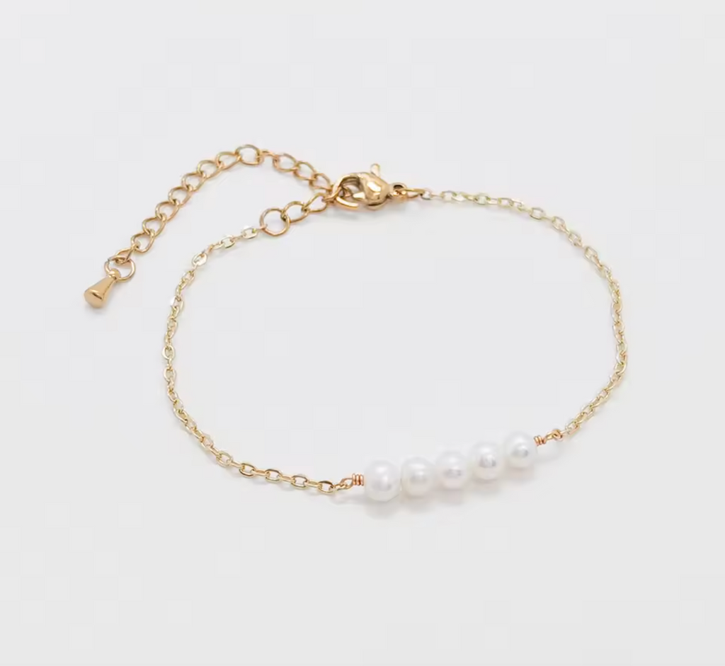 Stainless Steel Chain Bracelet with Natural Pearl for Women