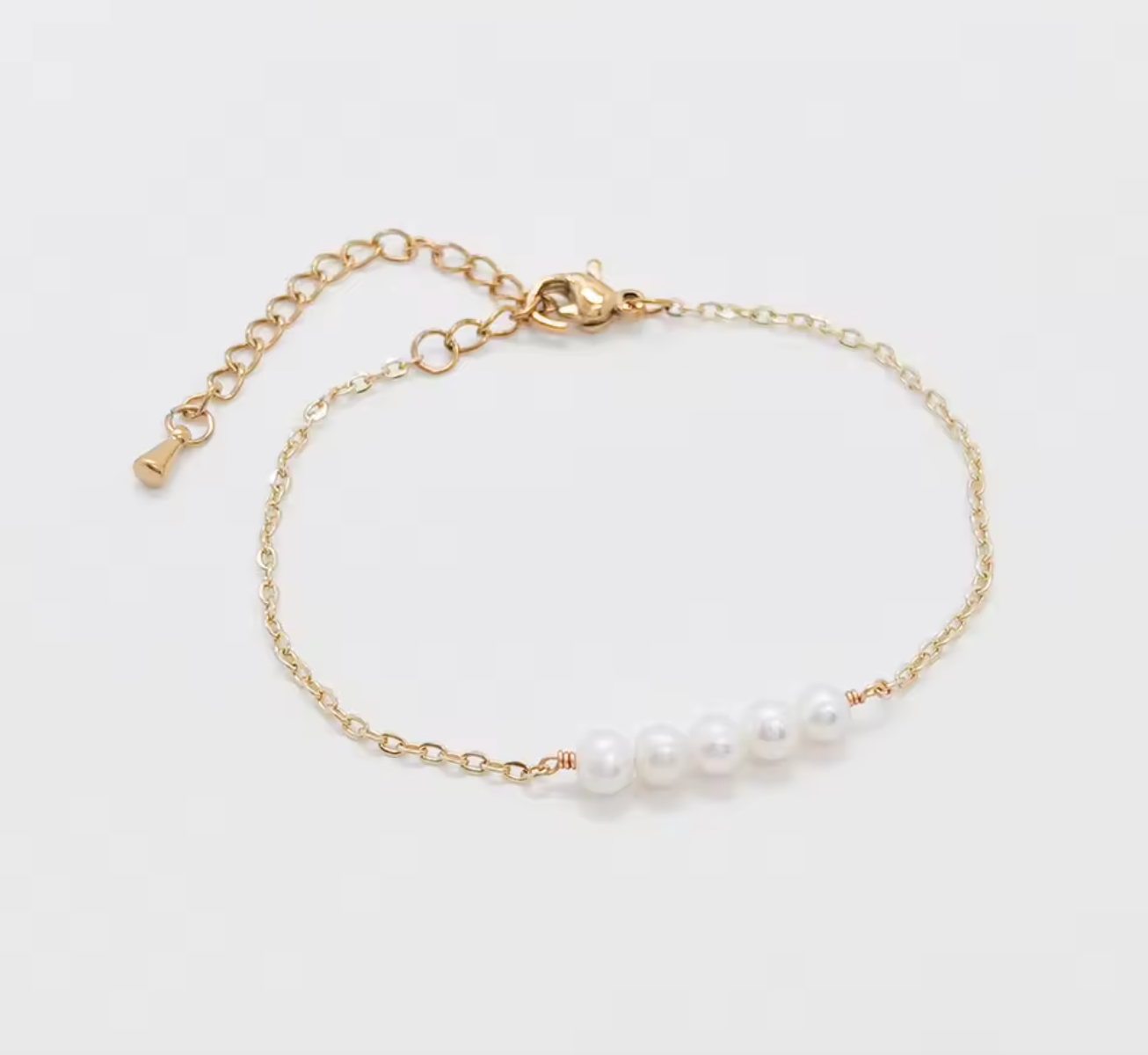 Stainless Steel Chain Bracelet with Natural Pearl for Women