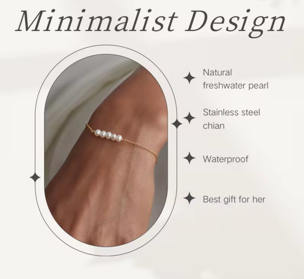 Stainless Steel Chain Bracelet with Natural Pearl for Women
